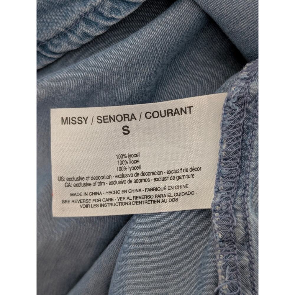 Vintage America Blues Denim Blouse Chambray Peasant Top Long Sleeve Size Small - Picture 5 of 5
